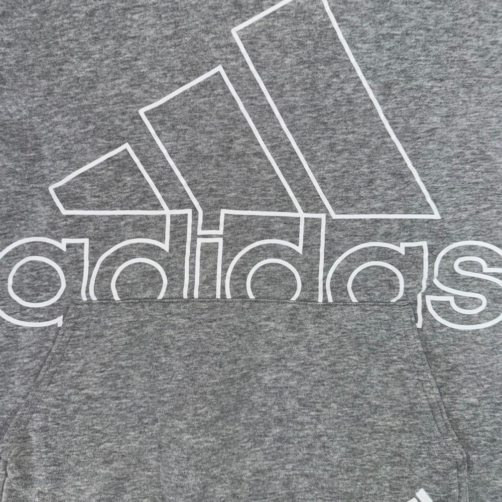 Kids Large Adidas Pullover Hoodie Gray Excellent Fleece Graphic Sweatshirt - Picture 3 of 7